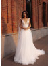 Tulle Straps Ivory Shimmering Lace Wedding Dress